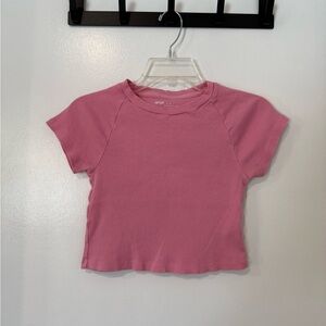 Aerie pink ribbed crop tee